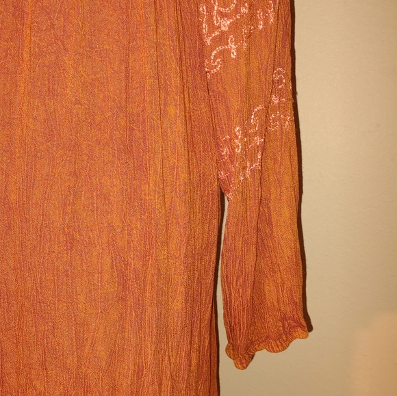 Chances R" dress, size 2X, burnt orange, rusty, embellished floral vine - Picture 7 of 12
